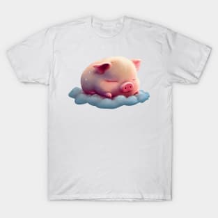 A baby piglet sleeping on a cloud T-Shirt